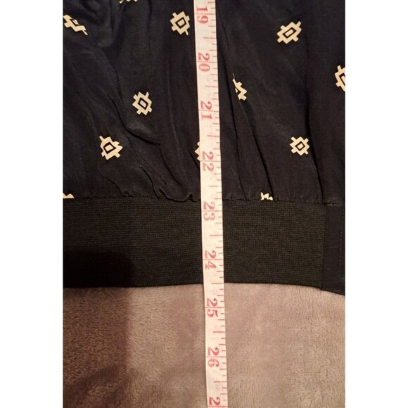 Diane Gilman VTG 100% Silk Black Patterned Zip-Up Jacket Windbreaker size small - Picture 9 of 14